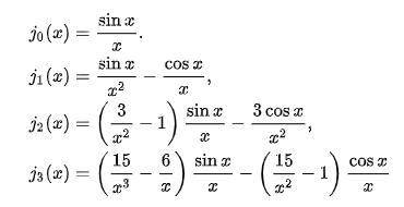 Primeras funciones esféricas de Bessel